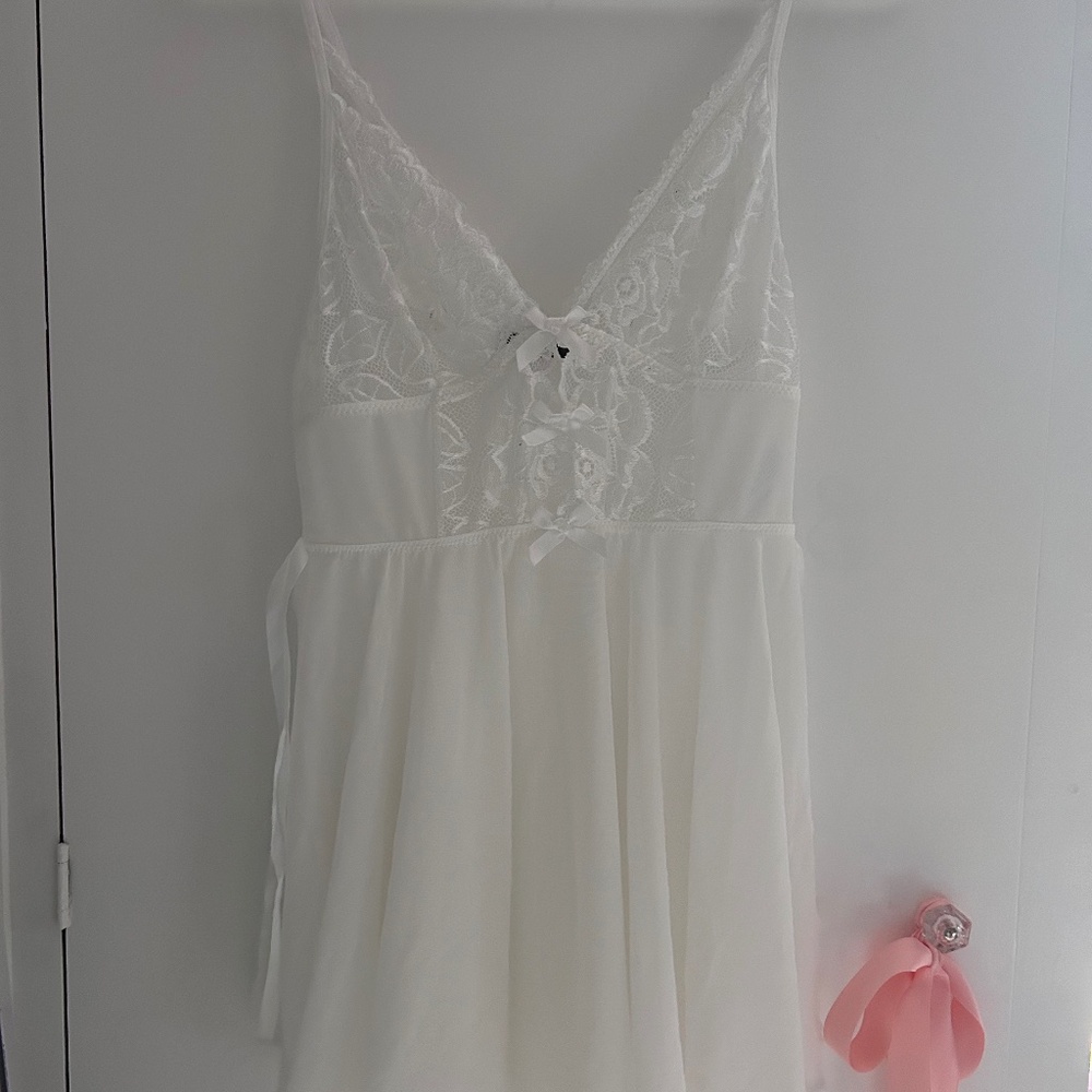 White Lace Mesh Lingerie Dress